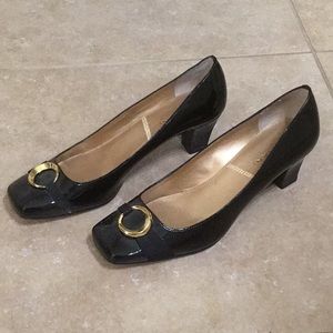 Black buckle high heels